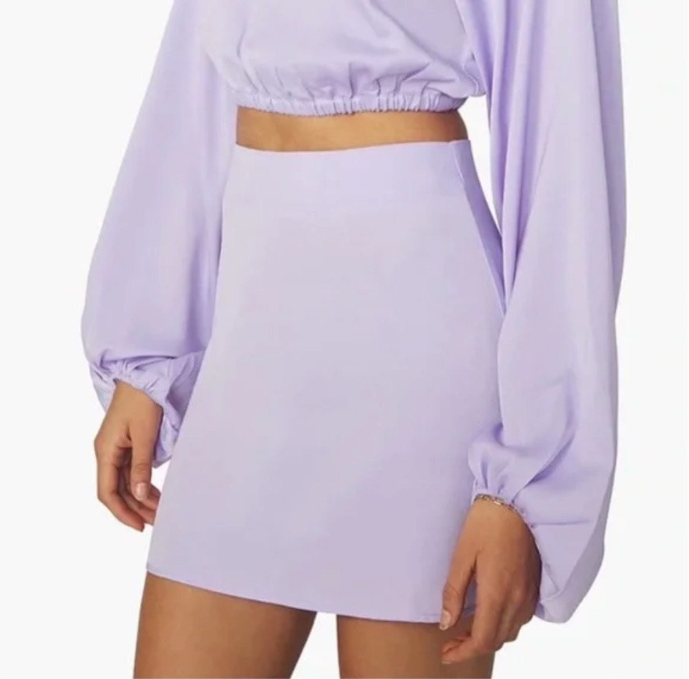 WeWoreWhat Mini Slip Skirt Satin Charmeuse Purple Minimalist Y2K Revolve M NWT